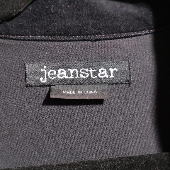 Jeanstar Black Velvet Flap Pocket Jacket Y2K Dark Academia Grunge Goth Womens L - Picture 3 of 8
